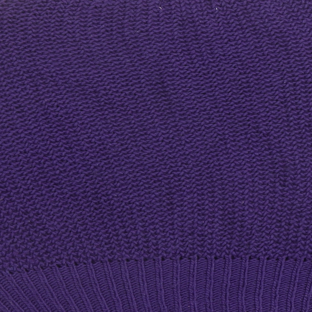 Brand and care label for Isabella D. women’s purple boat neck acrylic jumper, size S