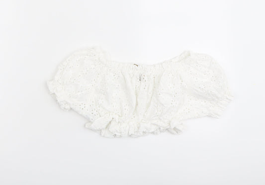 Womens UK Size S Pull&Bear White Cotton Blouse