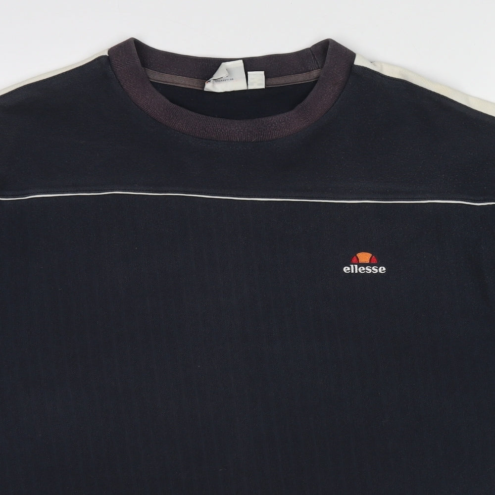 ellesse Mens Blue Cotton T-Shirt Size XL Round Neck