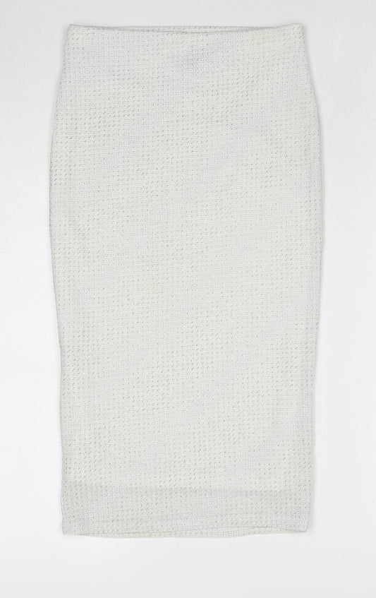 Topshop Womens Ivory Geometric Nylon A-Line Skirt Size 6