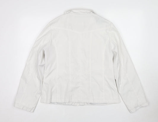Eleganze Womens White Jacket Size 12 Zip