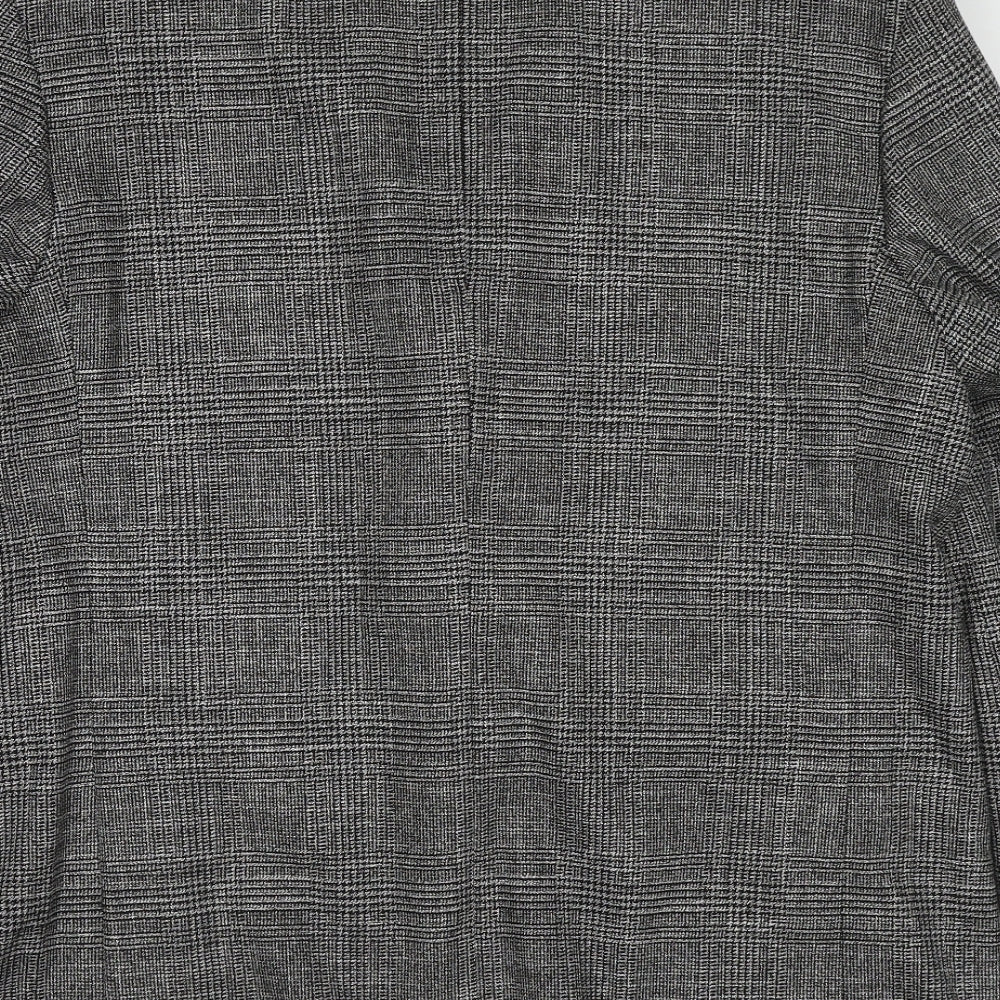 Marks and Spencer Mens Grey Plaid Polyacrylate Fibre Jacket Blazer Size 44 Regular