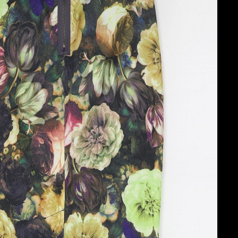 Darling Womens Multicoloured Floral Polyester Straight & Pencil Skirt Size S Zip