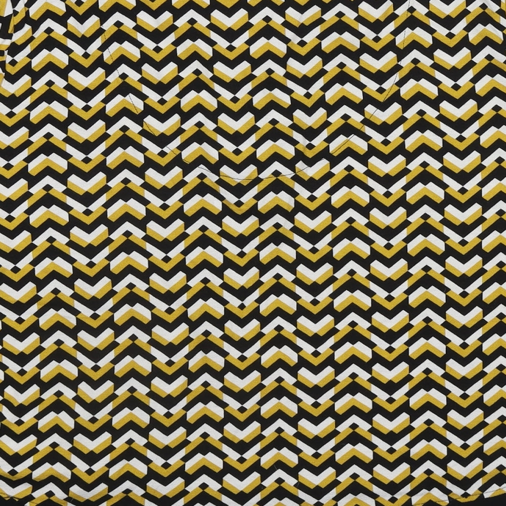 Marks and Spencer Womens Yellow Geometric Viscose Basic Blouse Size 18 V-Neck