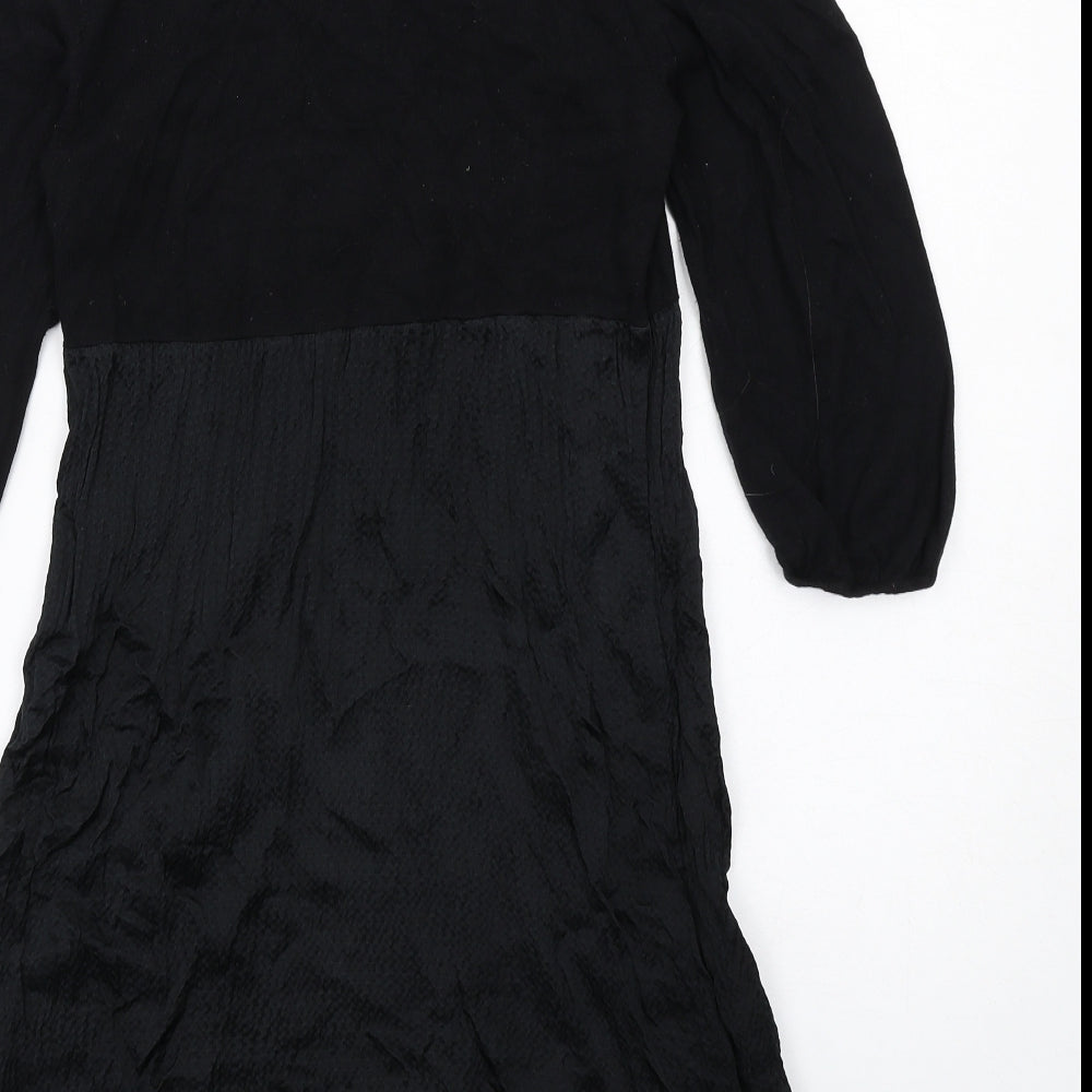 Brand and care label for Kaliko women’s black cotton a-line, size UK 12, v-neck pullover