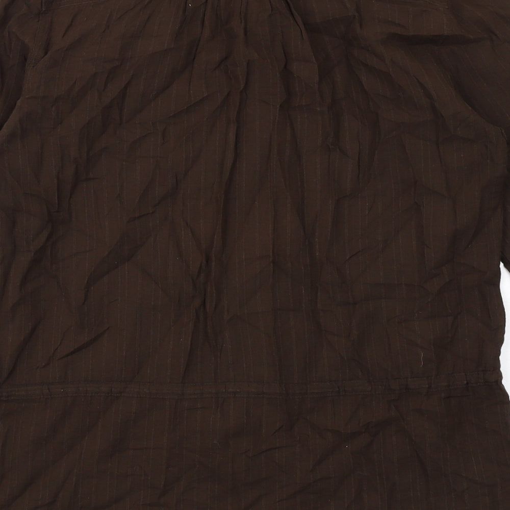 Gap Womens Brown Cotton Basic Button-Up Size S Round Neck