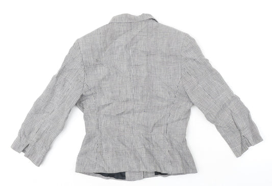 MONIQUEBROUNS Womens Black Check Polyester Jacket Blazer Size 8