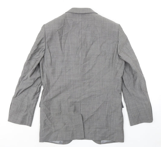 DYNK Mens Grey Wool Jacket Suit Jacket Size 38 Regular
