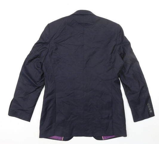 Howick Tailored Mens Blue Wool Jacket Suit Jacket Size 38 Regular