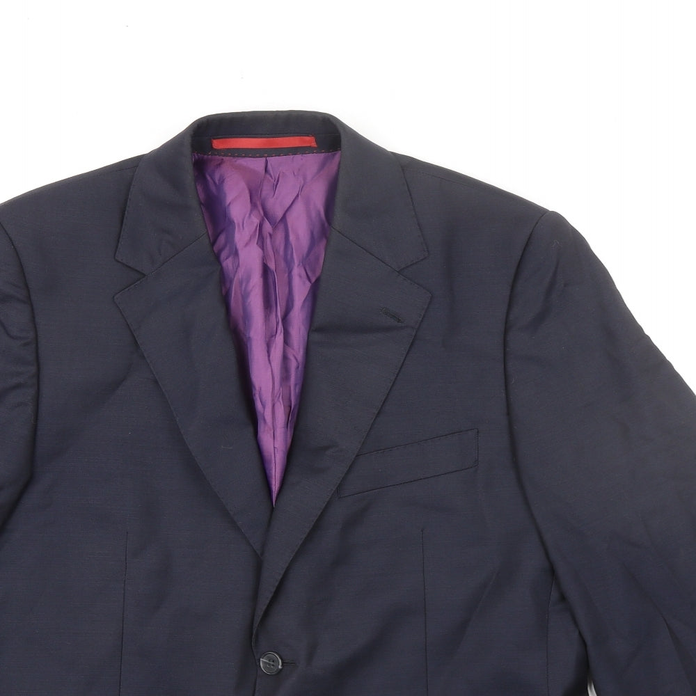 Howick Tailored Mens Blue Wool Jacket Suit Jacket Size 38 Regular