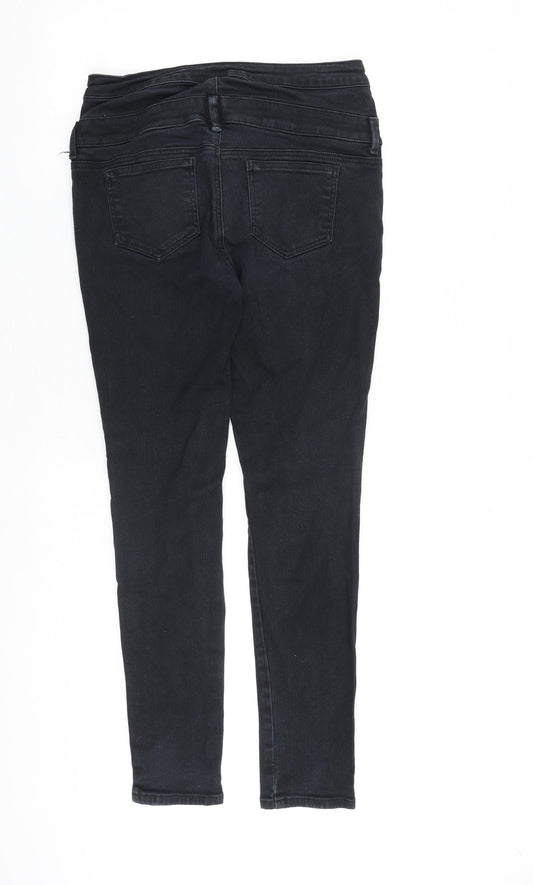 Topshop Womens Black Cotton Skinny Jeans Size 28 in L29 in Slim Zip