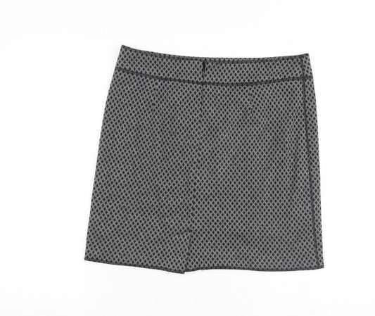 Bae Woman Womens Grey Geometric Polyester Mini Skirt Size 12 Zip