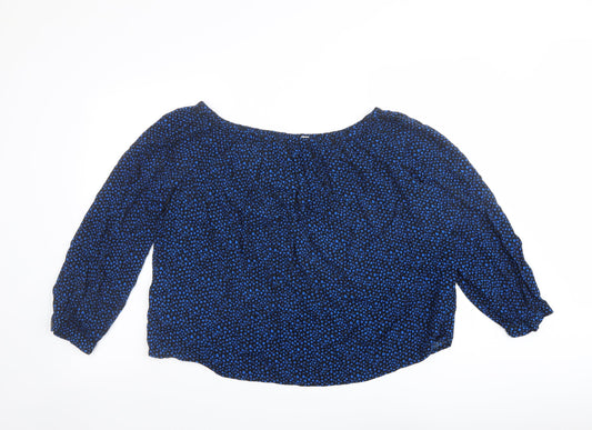 Gap Womens Blue Geometric Viscose Basic Blouse Size S Off the Shoulder