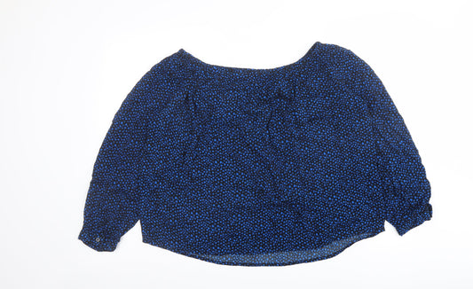 Gap Womens Blue Geometric Viscose Basic Blouse Size S Off the Shoulder