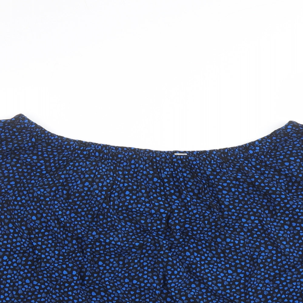 Gap Womens Blue Geometric Viscose Basic Blouse Size S Off the Shoulder