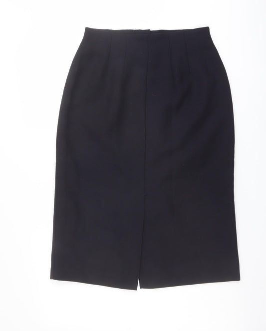 Marks and Spencer Womens Blue Polyester Straight & Pencil Skirt Size 12 Button