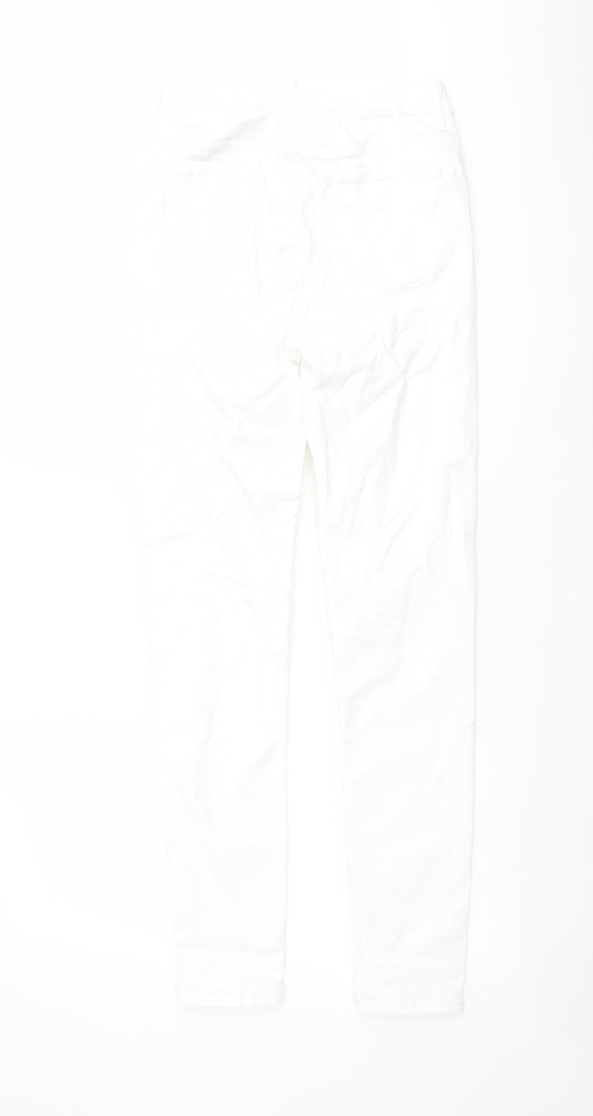 Marks and Spencer Womens White Cotton Skinny Jeans Size 8 L29 in Regular Button