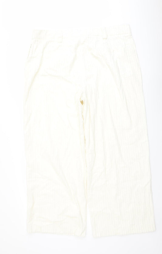 Marks and Spencer Womens Ivory Cotton Trousers Size 20 L21 in Regular Button