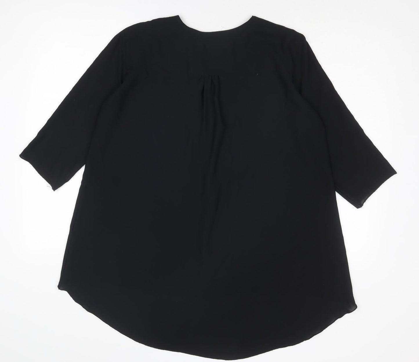 Polo Garage Womens Black Polyester Basic Blouse Size 10 V-Neck
