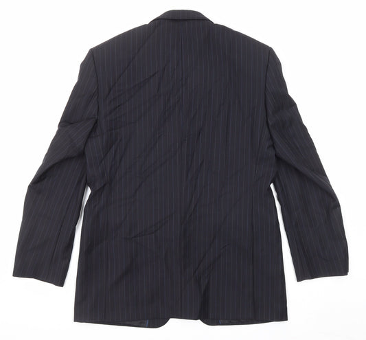 NEXT Mens Blue Striped Wool Jacket Suit Jacket Size 40 Regular