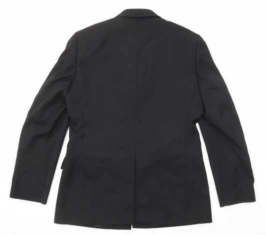 Topman Mens Black Polyester Jacket Suit Jacket Size 40 Regular