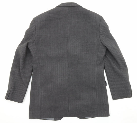 Marks and Spencer Mens Grey Striped Polyester Jacket Suit Jacket Size 40 Regular