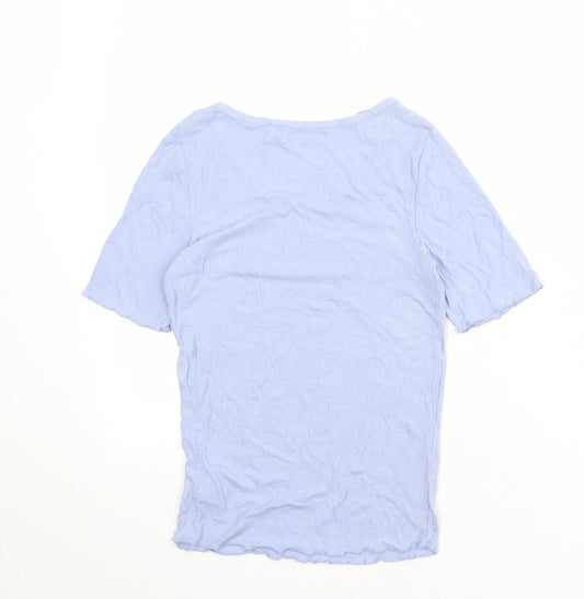 Brave Soul Womens Blue Viscose Basic T-Shirt Size M Round Neck