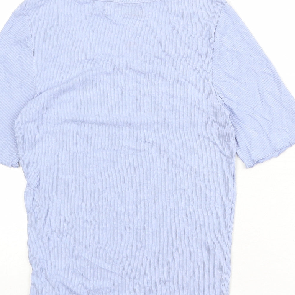 Brave Soul Womens Blue Viscose Basic T-Shirt Size M Round Neck
