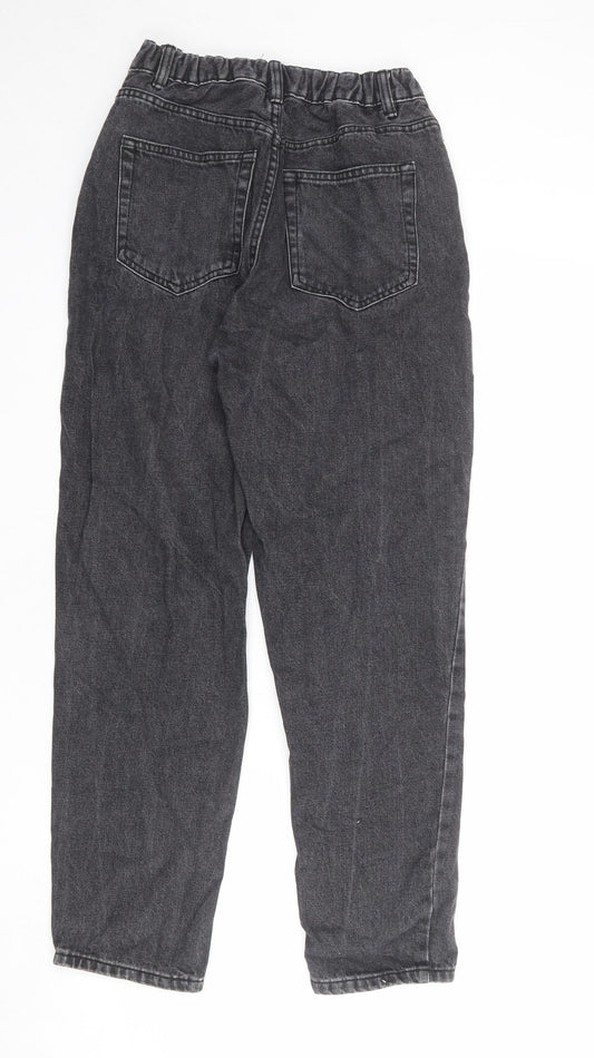 Pull&Bear Womens Grey Cotton Mom Jeans Size 8 L28 in Regular Zip