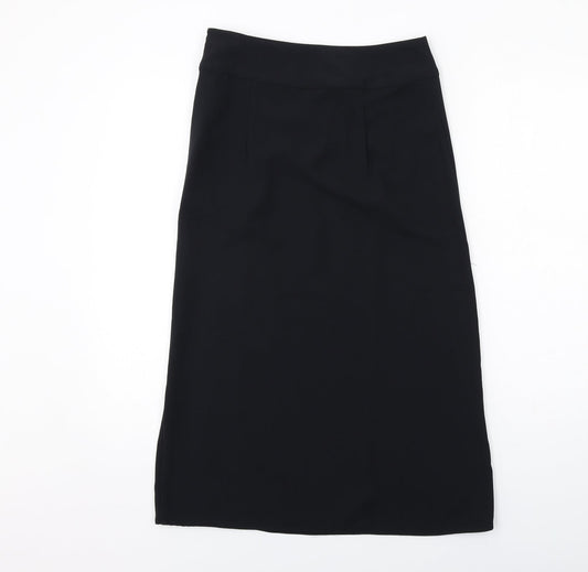 Marks and Spencer Womens Black Polyester A-Line Skirt Size 8 Zip