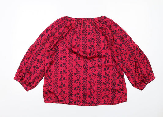 Gap Womens Pink Geometric Polyester Basic Blouse Size M Round Neck