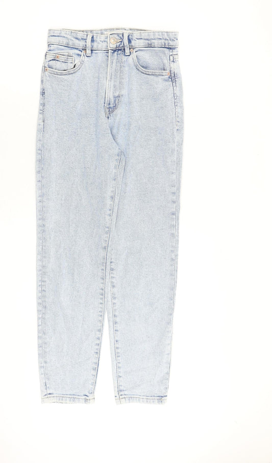 Stradivarius Womens Blue Cotton Tapered Jeans Size 8 L28 in Regular Zip