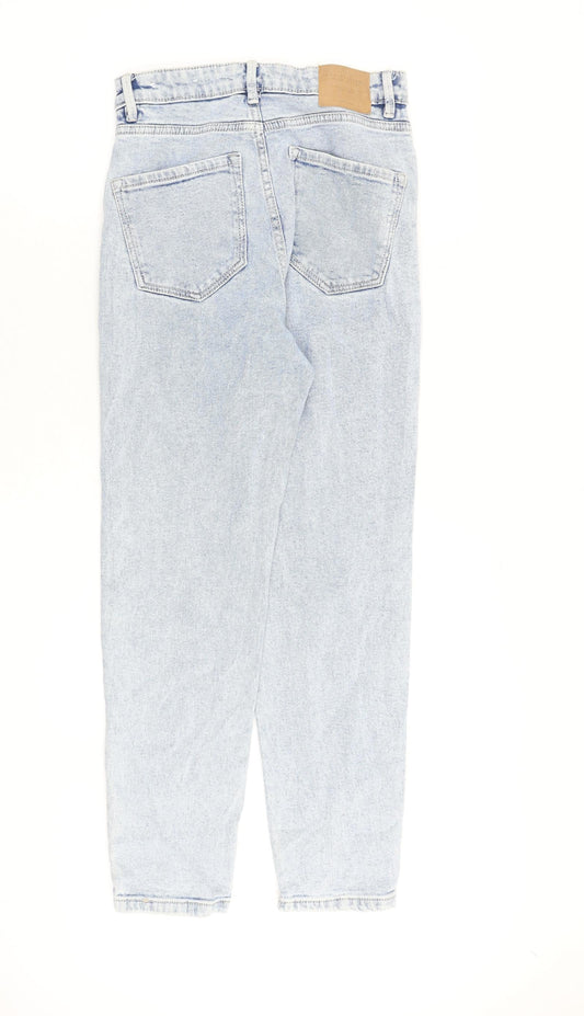 Stradivarius Womens Blue Cotton Tapered Jeans Size 8 L28 in Regular Zip