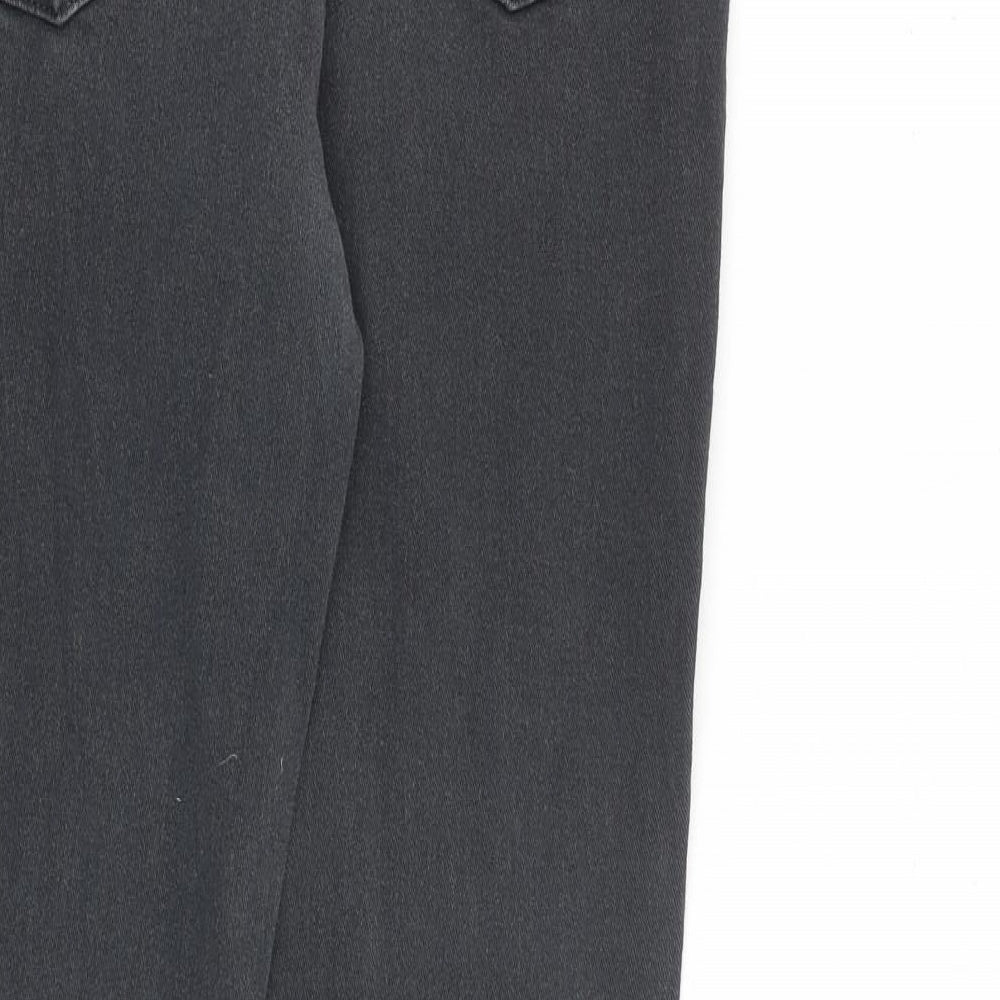 Brand and care label for Denim & Co. men’s grey cotton skinny jeans, size 32, in, 32-inch leg slim zip