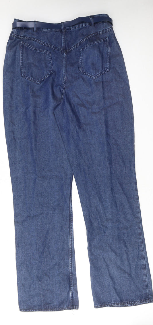 Aria Womens Blue Cotton Bootcut Jeans Size 14 L33 in Regular Zip