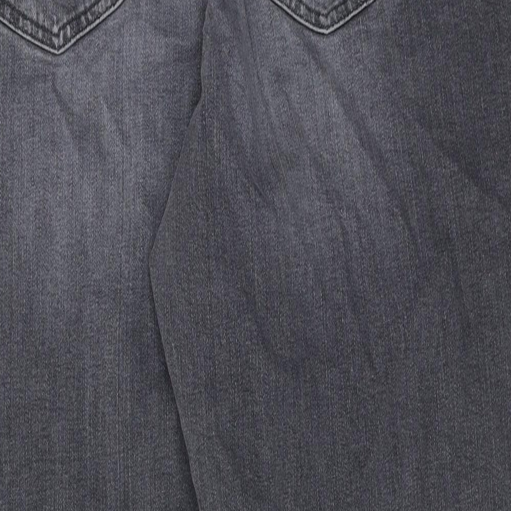 Marks and Spencer Womens Grey Cotton Tapered Jeans Size 8 L29 in Regular Zip