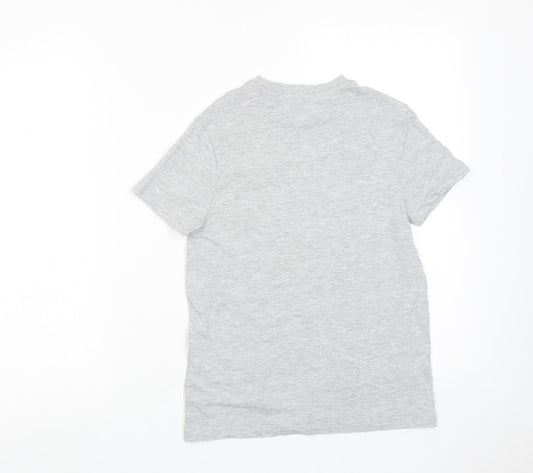 Marks and Spencer Boys Grey Cotton Basic T-Shirt Size 10-11 Years Round Neck Pullover