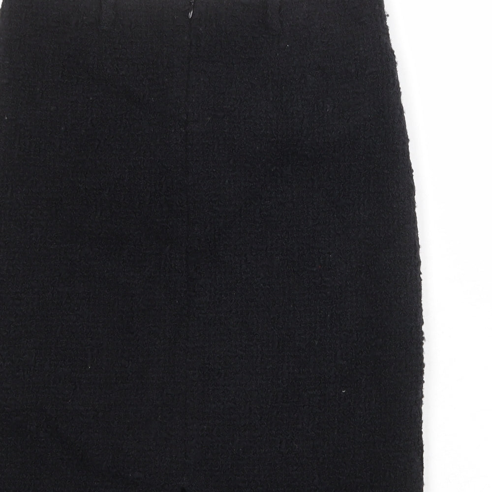 Villaret Womens Black Polyester A-Line Skirt Size L Zip