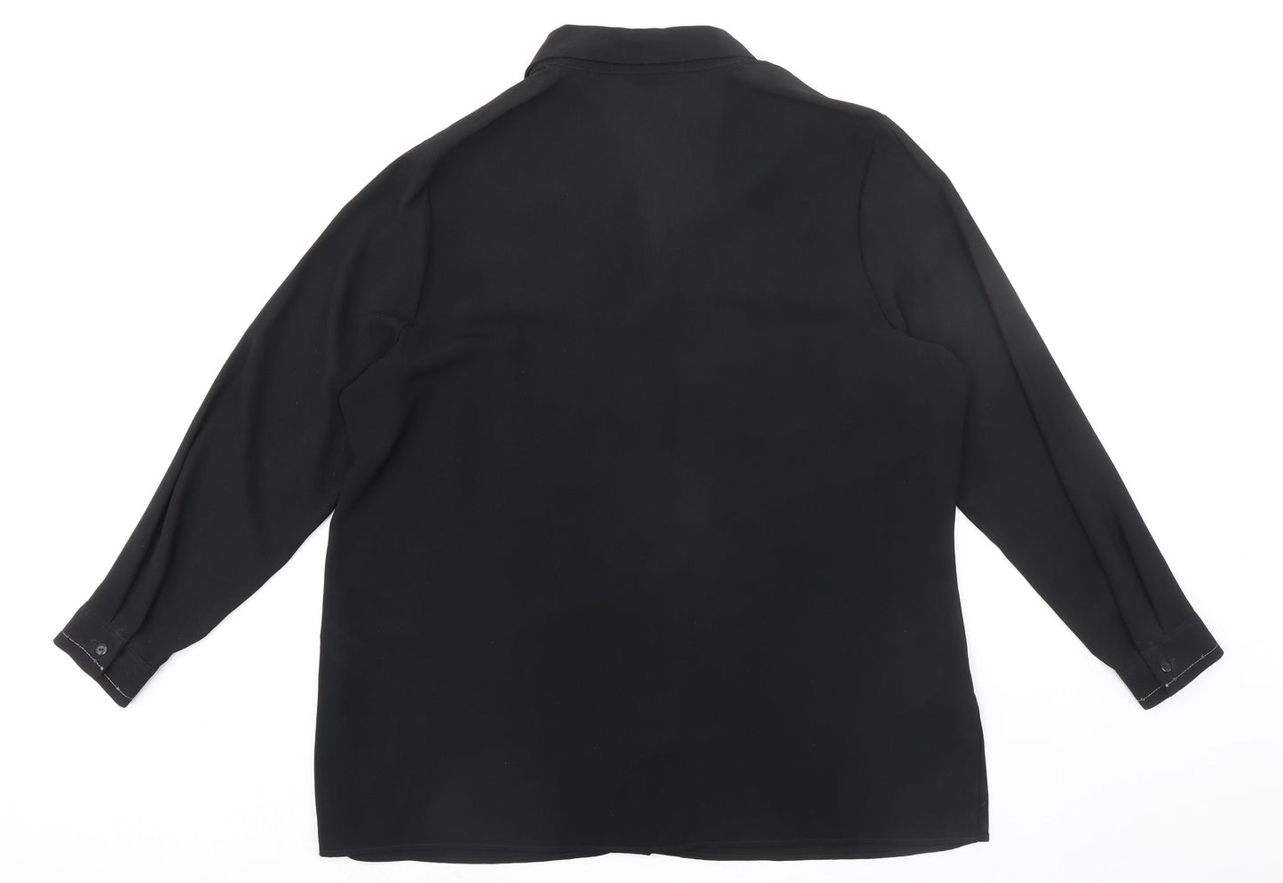 St Michael Womens Black Geometric Polyester Basic Button-Up Size 18 Collared - Embellished