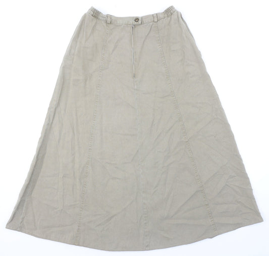 Pola Oy Womens Green Lyocell Swing Skirt Size 12 Zip