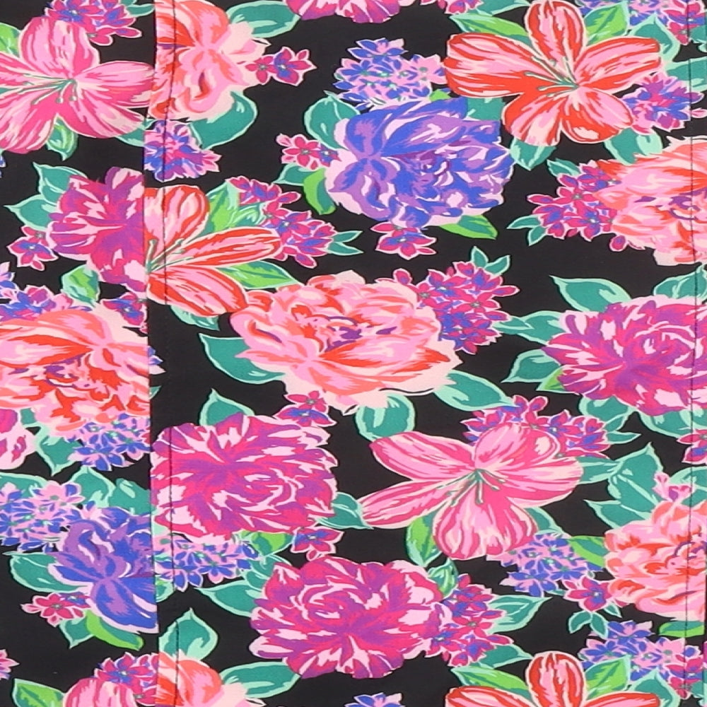 Zara Womens Multicoloured Floral Polyester Cropped Blouse Size M V-Neck