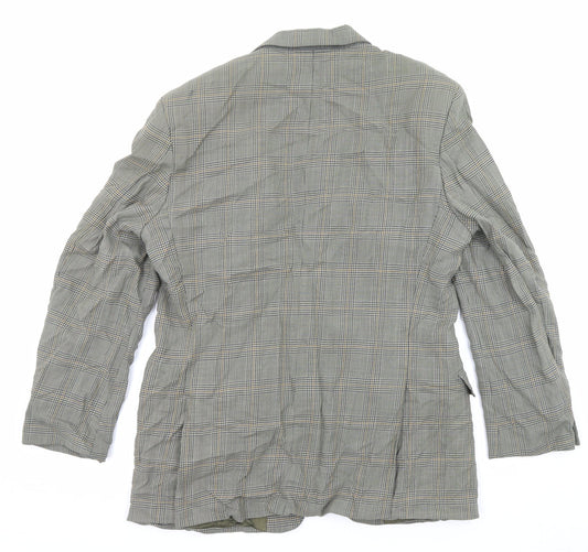 Marks and Spencer Mens Grey Plaid Wool Jacket Suit Jacket Size 40 Regular