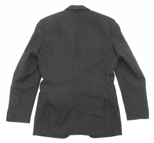 C&A Mens Black Striped Polyester Jacket Suit Jacket Size 40 Regular