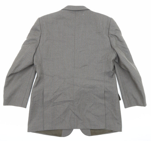 Grendale Mens Grey Striped Wool Jacket Suit Jacket Size 44 Regular