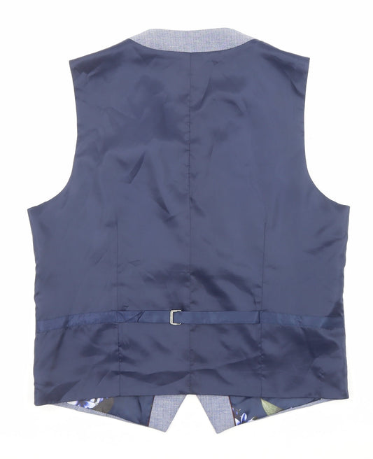 Skopes Mens Blue Polyester Jacket Suit Waistcoat Size 42 Regular