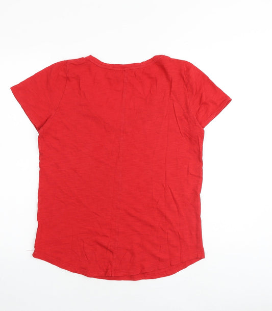 Gap Womens Red Polyester Basic T-Shirt Size S V-Neck