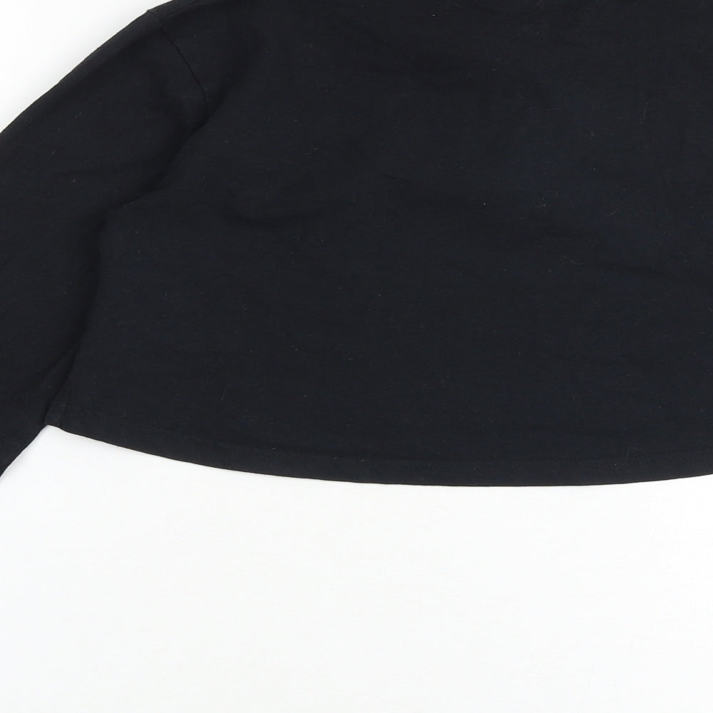 ellesse Womens Black Cotton Cropped T-Shirt Size 10 Round Neck