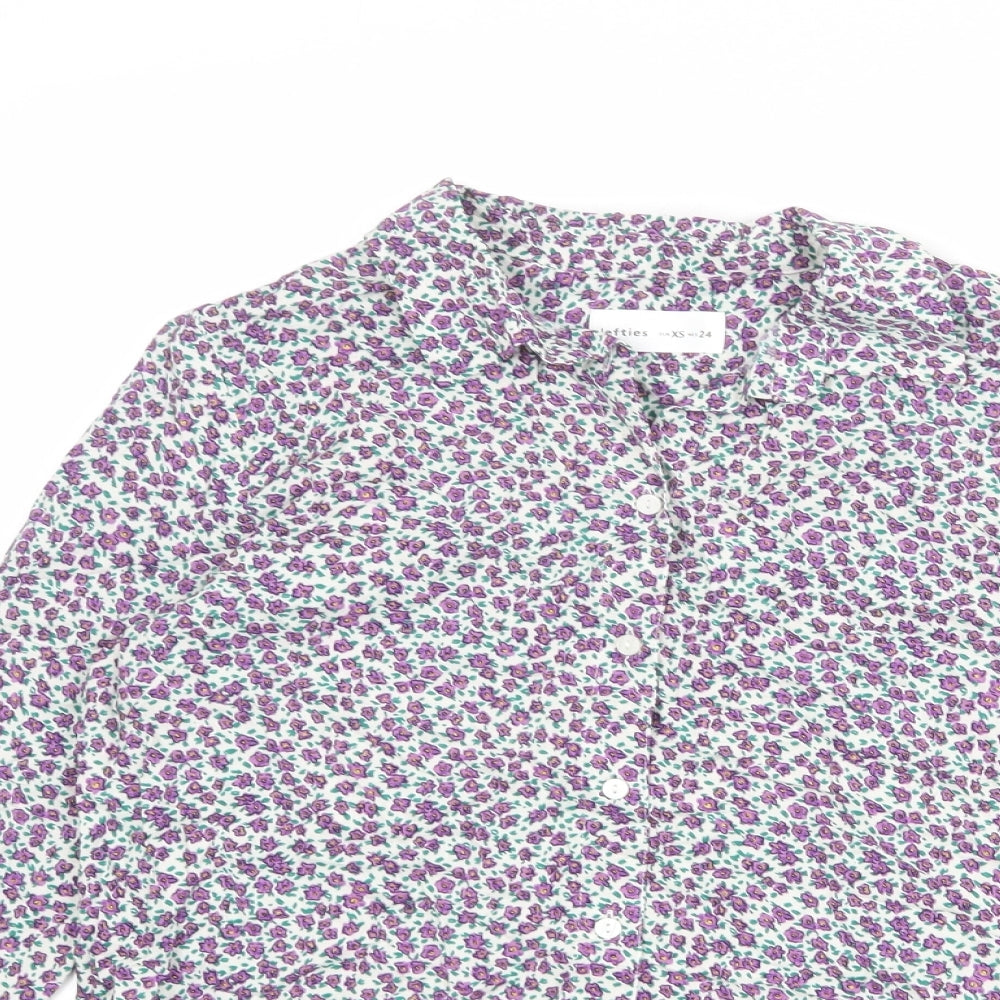 Lefties Womens Multicoloured Floral Polyester Basic Button-Up Size XS Collared