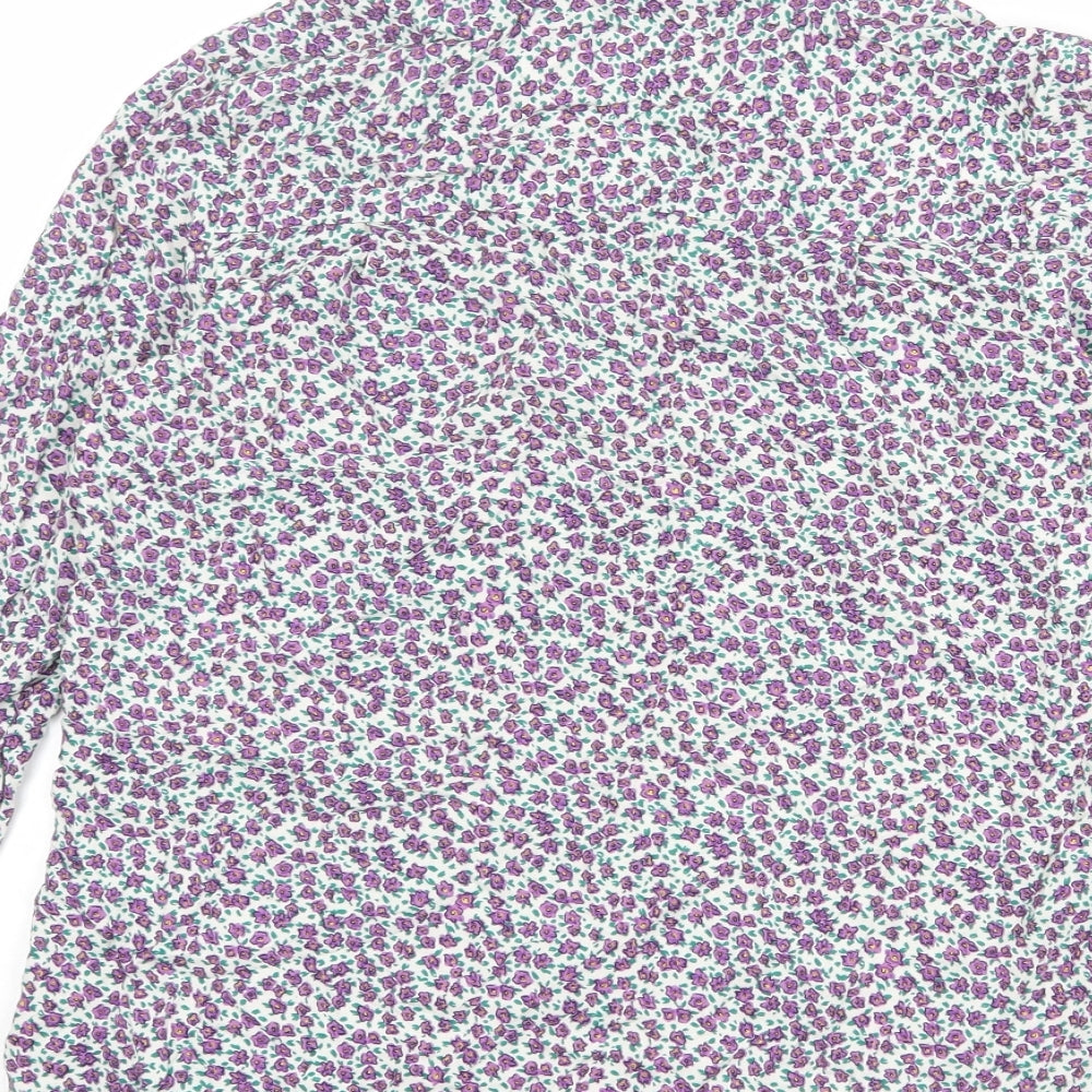 Lefties Womens Multicoloured Floral Polyester Basic Button-Up Size XS Collared