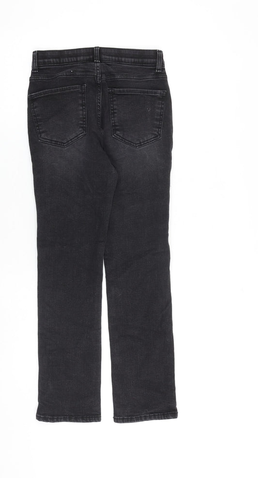 Chichera Womens Grey Cotton Straight Jeans Size S L26 in Regular Zip